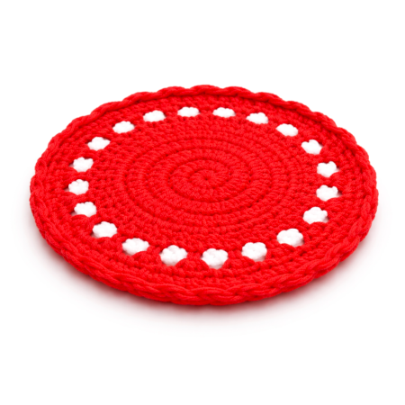 Red Crochet Cotton Yarn Handcrafted Doily Coaster